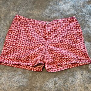 Faded Glory Red and White Bermudas Geometric Print